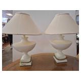 Cream Table Lamps with Fabric Shades