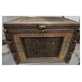 Wooden Chest With Carved Decorative Panels