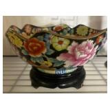 Floral Porcelain Bowl with Scalloped Rim