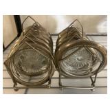Glass Coasters in Metal Holders