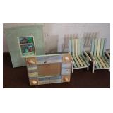 Rustic Coastal Decor Lot With Frames and Chairs