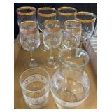 Glassware with Gold and White Detailing