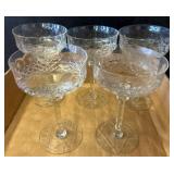 5 Cut Glass Stemmed Champagne Coupes