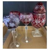 Hungarian Crystal Stems and Polish Crystal Jar