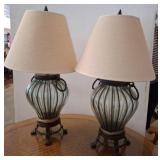 Glass and Metal Table Lamps with Shades