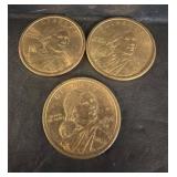 Three U.S. Sacagawea Dollar Coins (2000 P)