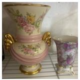 Floral Ceramic Vases with Gilded Details