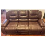 84ï¿½ Brown Leather Reclining Sofa