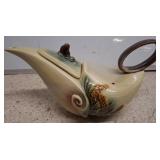 Glazed Ceramic Teapot with Sculptural Details