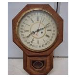 Octagonal Wooden Wall Clock with Brass Pendulum