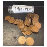Roll of Lincoln Wheat Pennies (1910-1939)