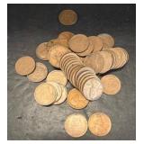 50 Wheat Pennies, Various Dates