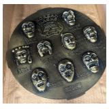 Round Korean Masks Wall Plaque in Relief