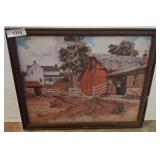 Framed B. Dougherty Barn Scene Print, 22x18