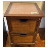 Wooden Storage Cabinet With Woven Front Panels