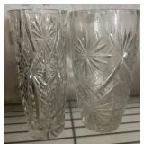 Cut Crystal Vases with Starburst Patterns