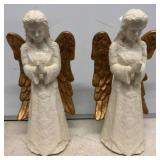 Ceramic Angel Figurines with Gold Wings