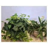 Artificial Plants in Basket and Ceramic Planter