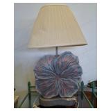 Textured Ceramic Table Lamp with Floral Base, 30in