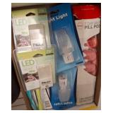 Box Lot of Night Lights and Miscellaneous Items