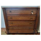 Warm Brown 4-Drawer Dresser with Woven Fronts
