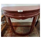 Half-Moon Red Console Table, Wood Construction