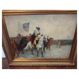 Framed Historical Painting with Military Scene