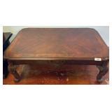 Rectangular Wooden Coffee Table with Carvings