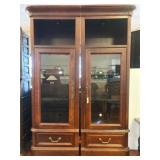 2 Wood Bookcase Cabinets with Glass Doors