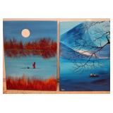 Two 9"ï¿½12" Painted Canvases by Local Artist Dudek