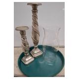 Metal Candleholders and Glass shade
