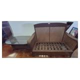 Wicker Loveseat and Glass-Top Coffee Table Set