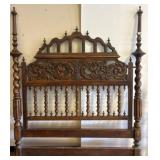 Full-Size Carved Wood Headboard and Footboard