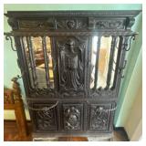 Dark Wood Cabinet With Carved Eagle Motif