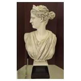 Classical-Style Bust on Black Pedestal Base