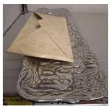 Metal Tray With Engraved Elephants and Faux Envelo