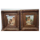 Framed European Street Scene Paintings