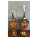 Basketweave Table Lamps, 33" Tall