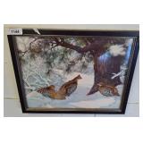 Framed Wildlife Print of Grouse in Winter Scene w2