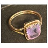14K Rose Gold Ring with Amethyst Stone