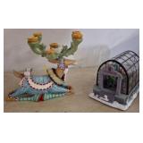 Ceramic Reindeer Holder and Greenhouse Figurine