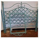 Green Wrought Iron Bed Frame and Decorative Panel