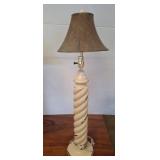 Cream-Colored Spiral Table Lamp with Shade