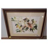 Floral Watercolor Print in Double Mat Frame