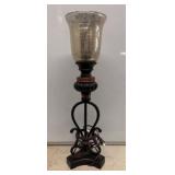 Metal and Glass Hurricane Table Lamp