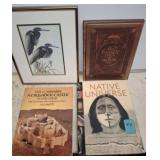 Framed Print and Assorted Books Collection