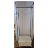 Metal Storage Rack with Drawers and Hooks