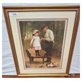 Framed Print of Man and Girl with Wheelbarrow