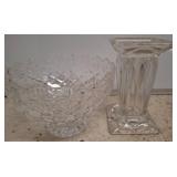 Cut Glass Bowl and Tapered Glass Vase