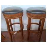 Wooden Swivel Stools With Black Seats